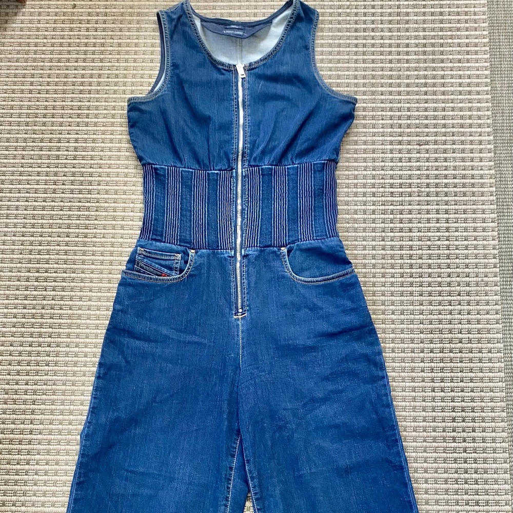 Rare Vintage Blue Diesel Denim Jumpsuit With No Sleeves